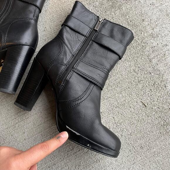 HARLEY DAVIDSON black leather high heel moto boots with silver hardware US 7 - Picture 8 of 8